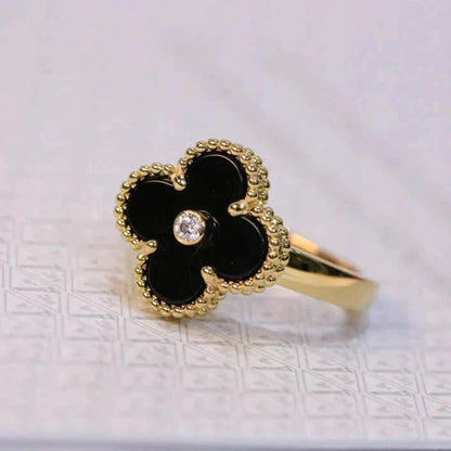 [：Polaidi Jewelry]クローバー オニキス リング ゴールド ダイヤモンド