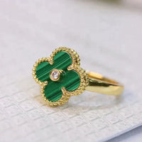 [Perlaura Jewelry ]CLOVER MALACHITE RING GOLD DIAMOND