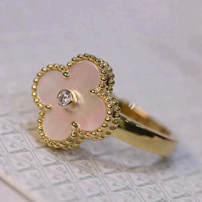 [Polaidi Jewelry]CLOVER PINK MOP RING GOLD DIAMOND