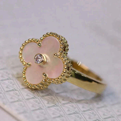 [Polaidi Jewelry]CLOVER PINK MOP RING GOLD DIAMOND