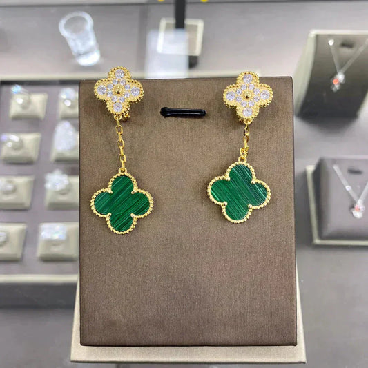 [：Polaidi Jewelry]CLOVER  2 MOTIFS  DIAMOND  EARRINGS (MULTIPLE CHOICESç´