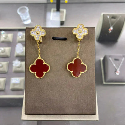 [Polaidi Jewelry]CLOVER  2 MOTIFS  DIAMOND  EARRINGS (MULTIPLE CHOICESç´
