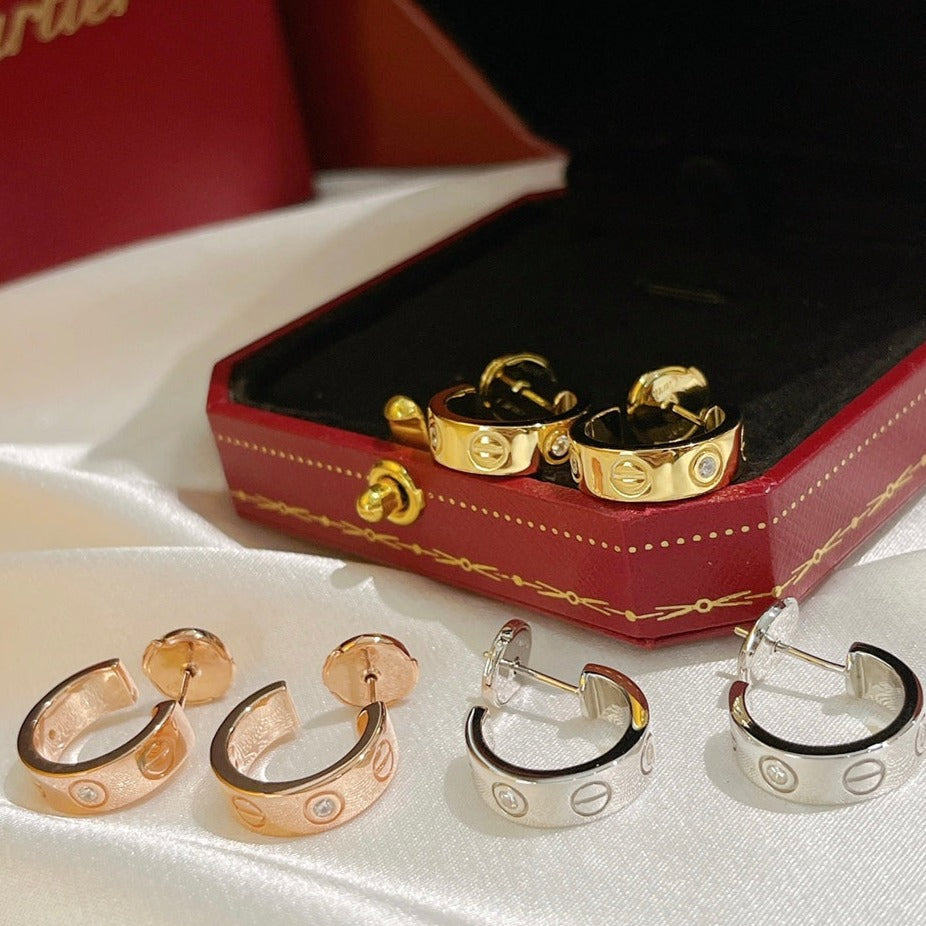 [：Polaidi Jewelry]LOVE EARRINGS 5.7MM 2 DIAMONDS