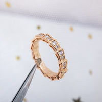 [Perlaura Jewelry ]SERPENTI RING PINK GOLD DIAMOND PAVED 3MM