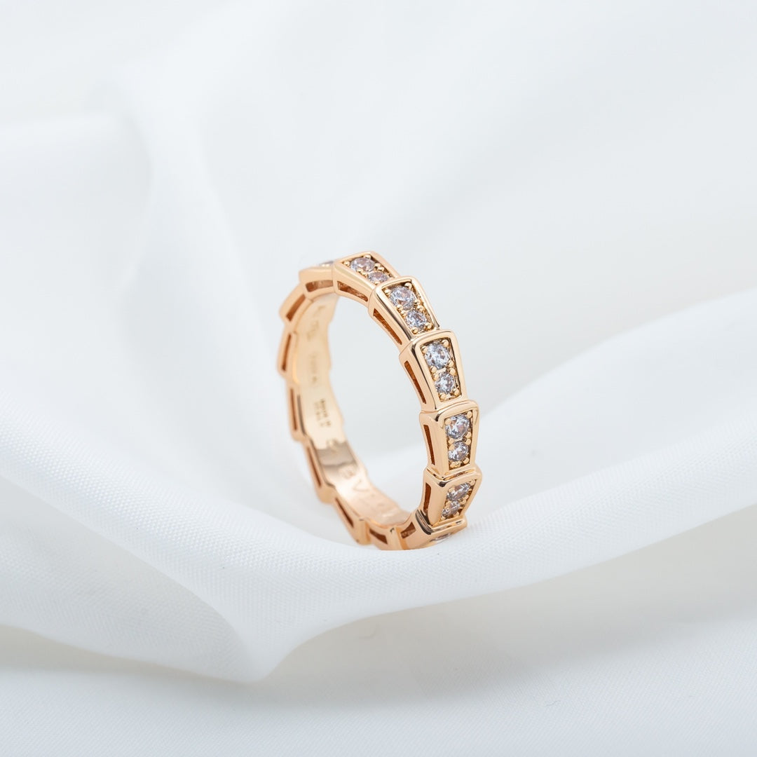 [Polaidi Jewelry]SERPENTI RING PINK GOLD DIAMOND PAVED 3MM