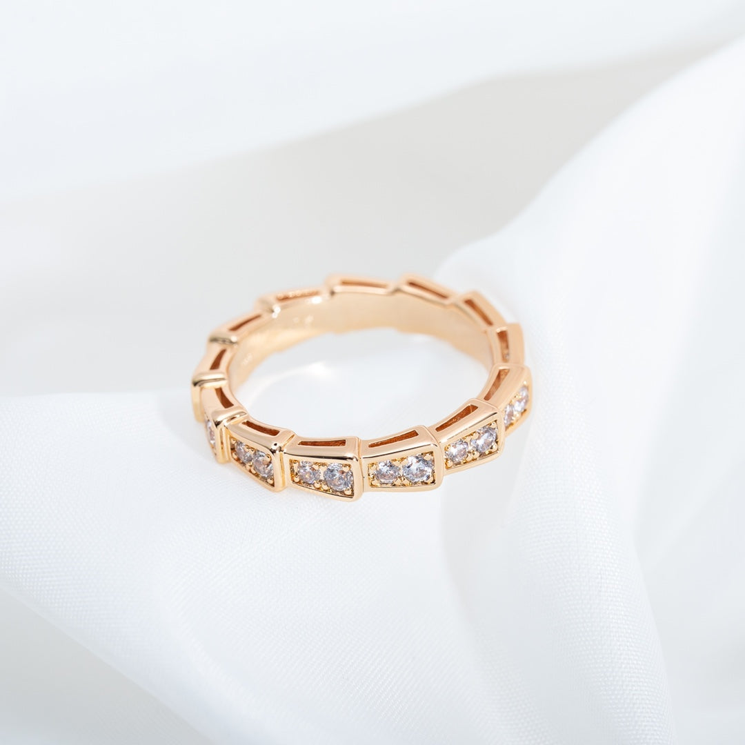 [Polaidi Jewelry]SERPENTI RING PINK GOLD DIAMOND PAVED 3MM