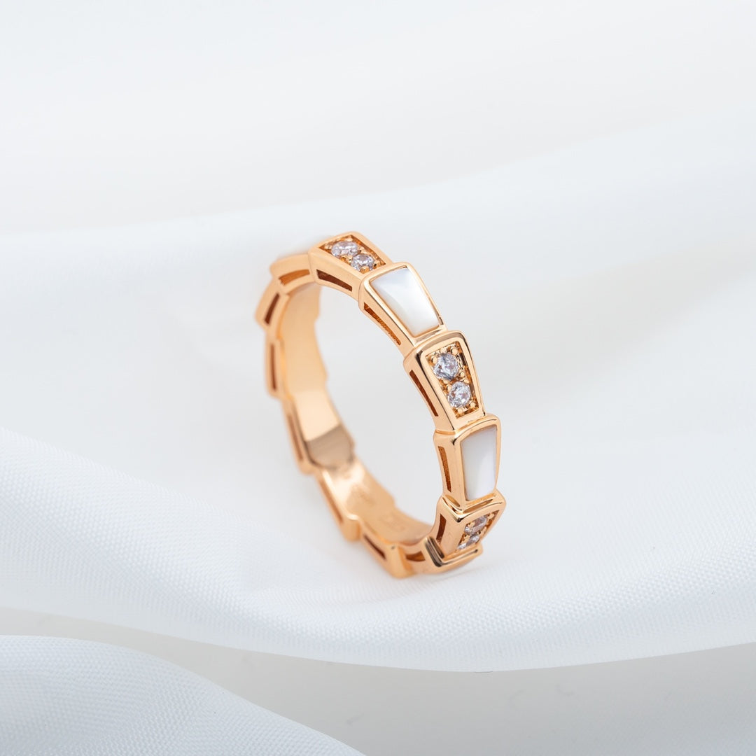 [：Polaidi]SERPENTI RING PINK GOLD DIAMOND MOP 3MM