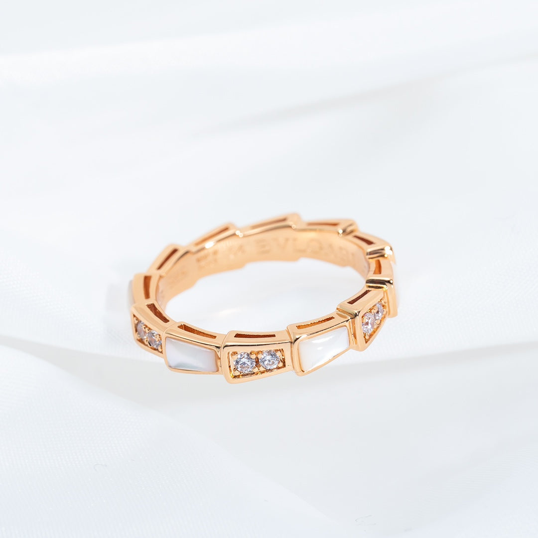 [：Polaidi]SERPENTI RING PINK GOLD DIAMOND MOP 3MM