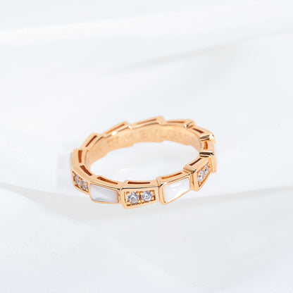 [：Polaidi]SERPENTI RING PINK GOLD DIAMOND MOP 3MM