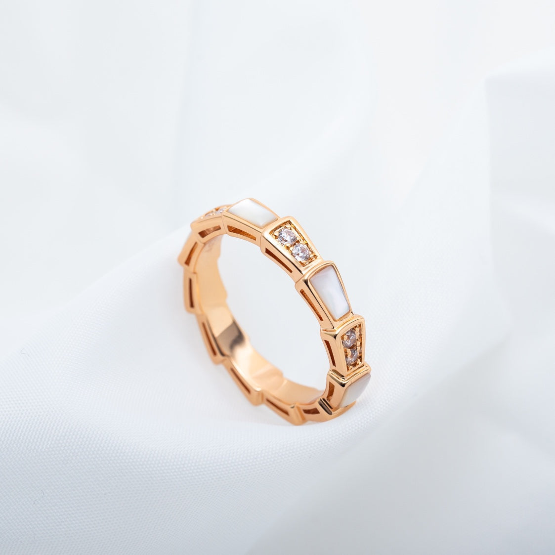 [：Polaidi]SERPENTI RING PINK GOLD DIAMOND MOP 3MM