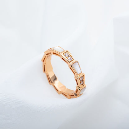 [：Polaidi]SERPENTI RING PINK GOLD DIAMOND MOP 3MM