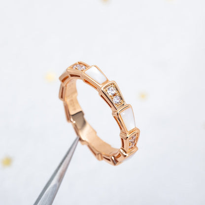 [：Polaidi]SERPENTI RING PINK GOLD DIAMOND MOP 3MM