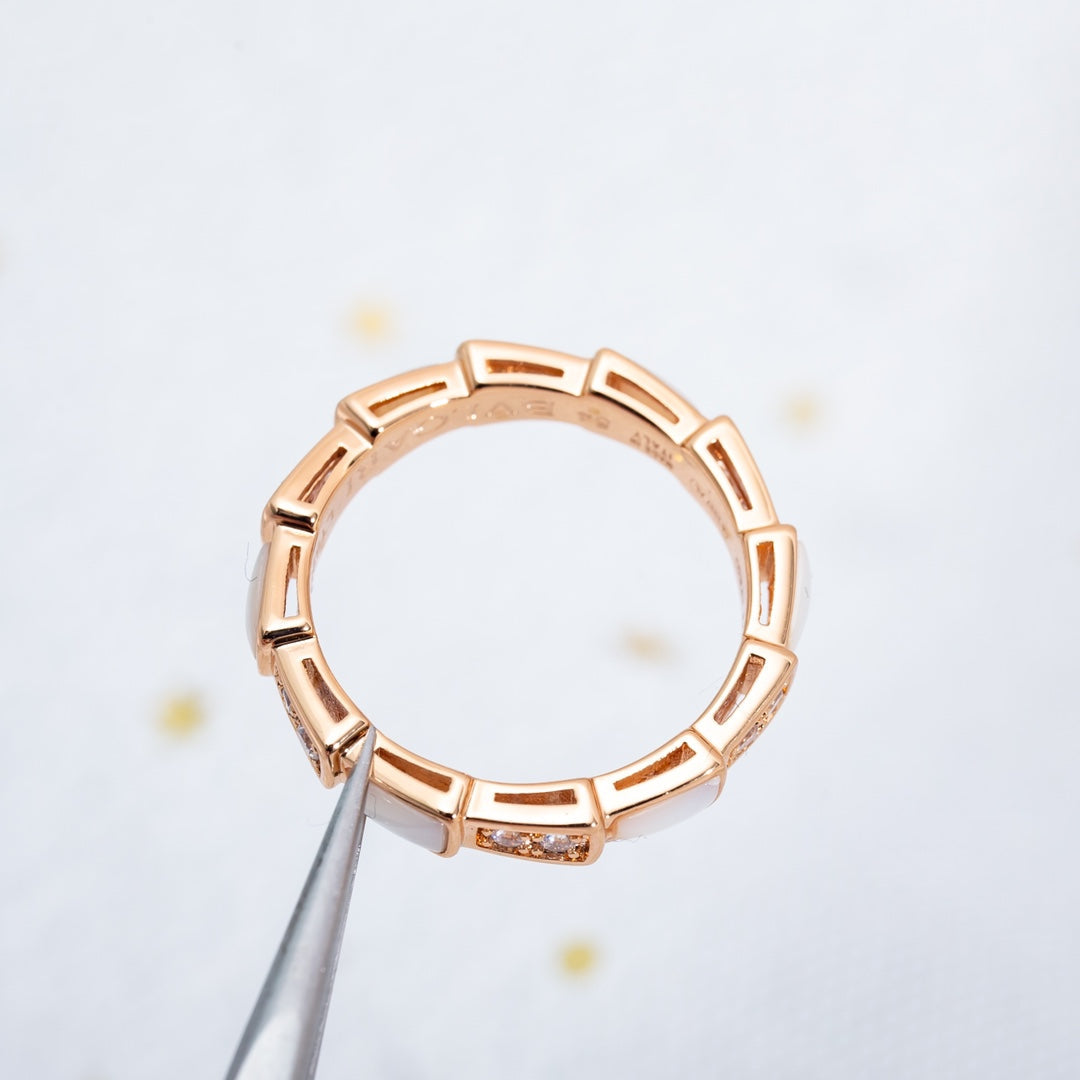 [：Polaidi]SERPENTI RING PINK GOLD DIAMOND MOP 3MM