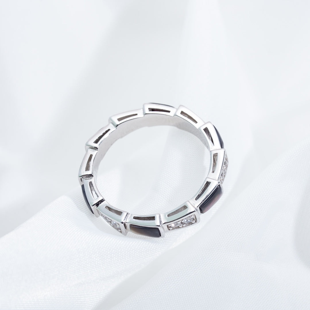 [：Polaidi]SERPENTI RING SILVER  DIAMOND BLACK MOP 3MM