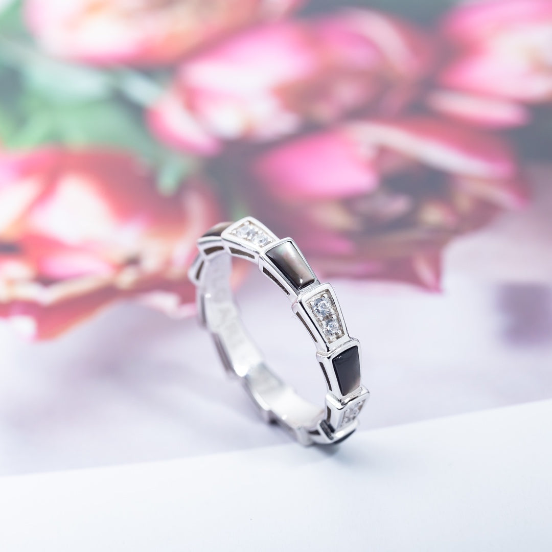 [：Polaidi]SERPENTI RING SILVER  DIAMOND BLACK MOP 3MM