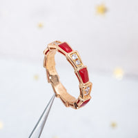 [Perlaura Jewelry ]SERPENTI RING PINK GOLD CARNELIAN DIAMOND 3MM