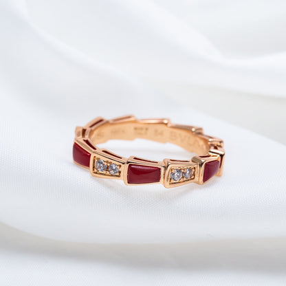 [Polaidi Jewelry]SERPENTI RING PINK GOLD CARNELIAN DIAMOND 3MM