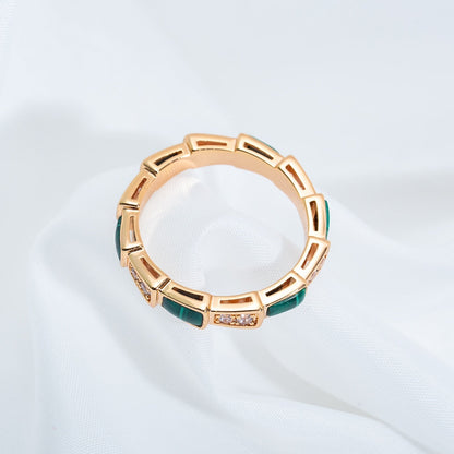 [Polaidi Jewelry]SERPENTI RING PINK GOLD MALACHITE DIAMOND 3MM