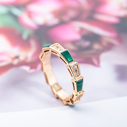 [Polaidi Jewelry]SERPENTI RING PINK GOLD MALACHITE DIAMOND 3MM