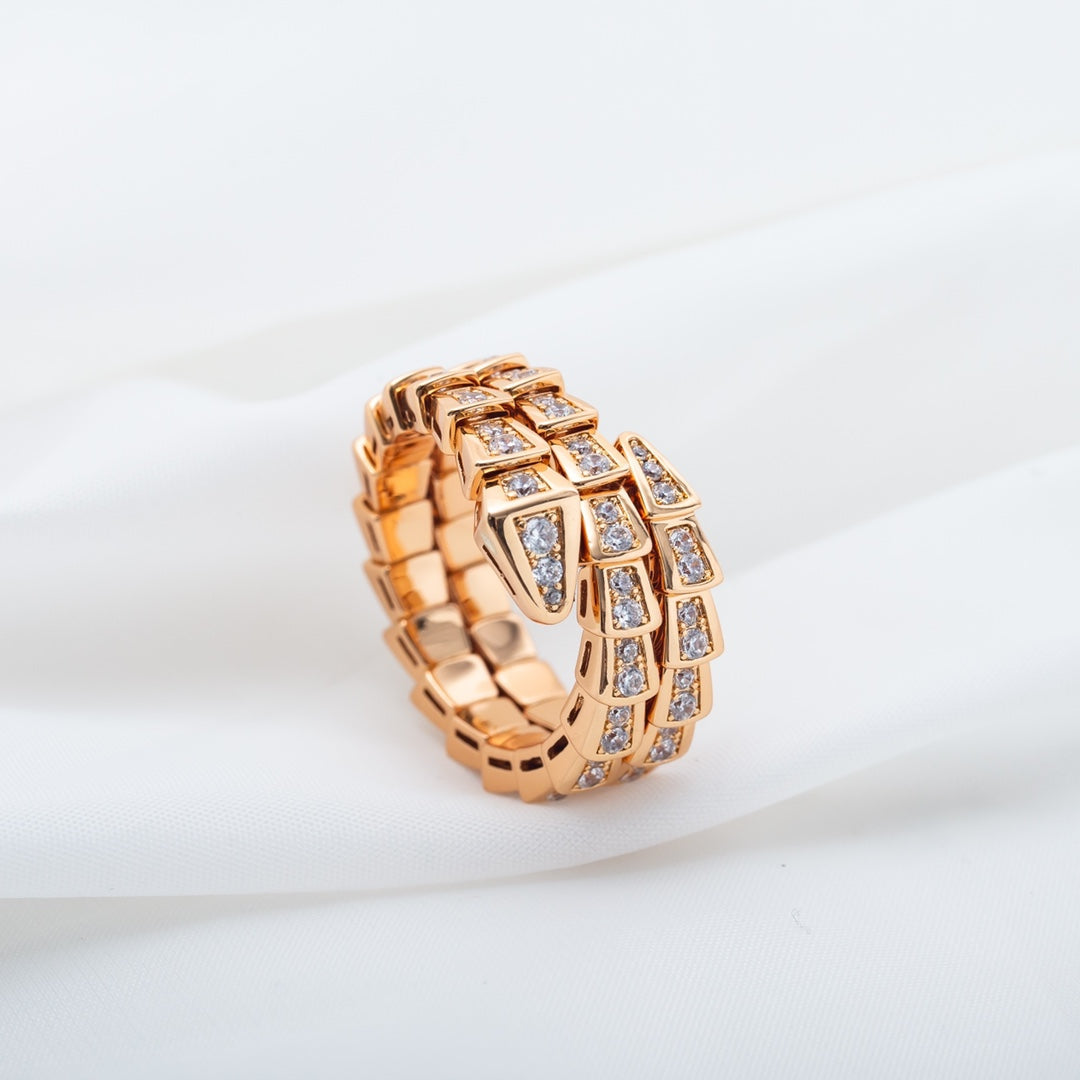 [：Polaidi]SERPENTI RING PINK GOLD DIAMOND DOUBLE ROW