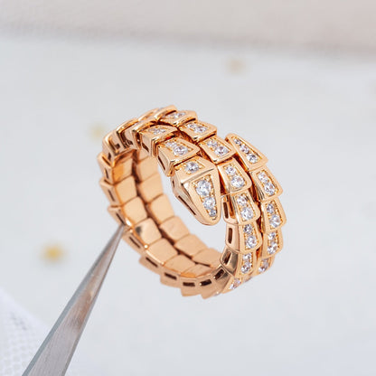 [：Polaidi]SERPENTI RING PINK GOLD DIAMOND DOUBLE ROW