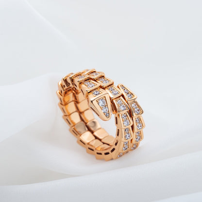 [：Polaidi]SERPENTI RING PINK GOLD DIAMOND DOUBLE ROW