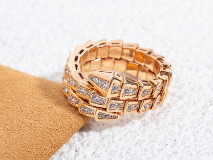 [：Polaidi]SERPENTI RING PINK GOLD DIAMOND DOUBLE ROW