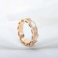 [Perlaura Jewelry ]SERPENTI RING PINK GOLD MOP DIAMOND PAVED 4MM