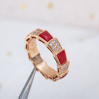[Perlaura Jewelry ]SERPENTI RING PINK GOLD CARNELIAN DIAMOND PAVED 4MM