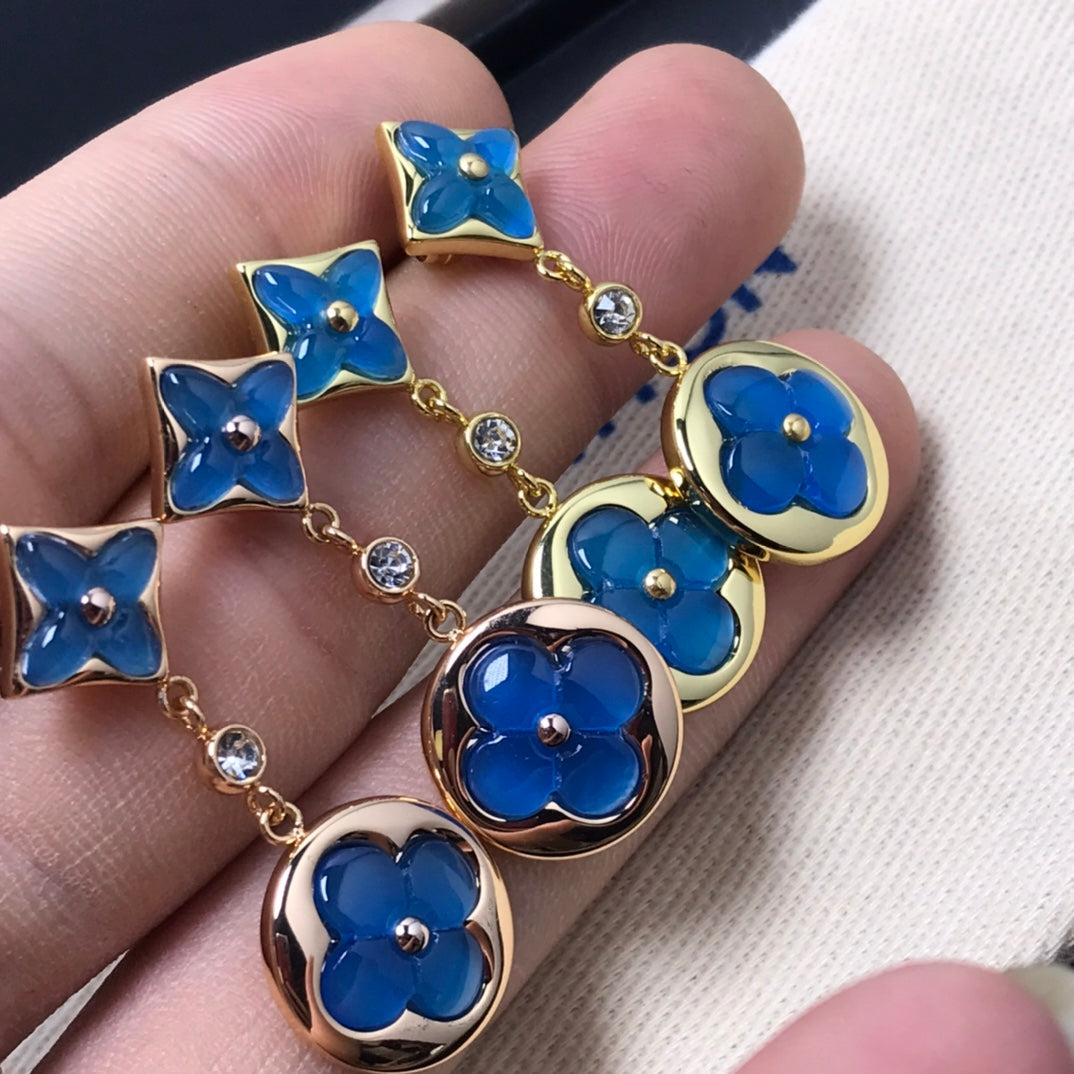 [Polaidi Jewelry]STAR AND SUN AGATE DIAMOND EARRINGS
