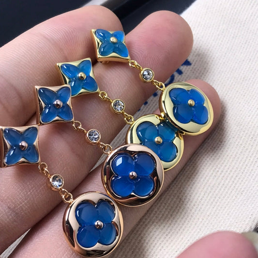 [Polaidi Jewelry]STAR AND SUN AGATE DIAMOND EARRINGS