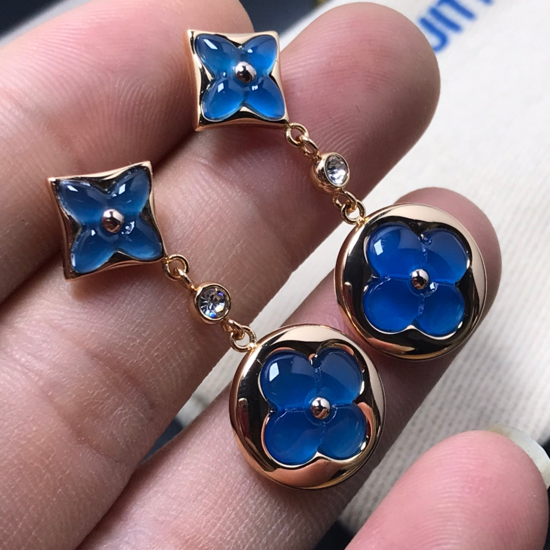 [Polaidi Jewelry]STAR AND SUN AGATE DIAMOND EARRINGS