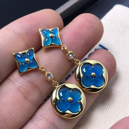 [：Polaidi Jewelry]スターアンドサン アゲートダイヤモンドピアス