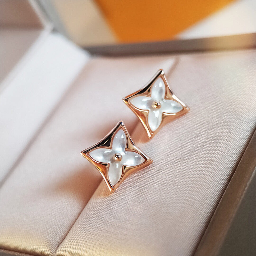 [：Polaidi Jewelry]STAR MOP PINK GOLD EARRINGS