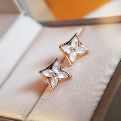 [：Polaidi Jewelry]STAR MOP PINK GOLD EARRINGS