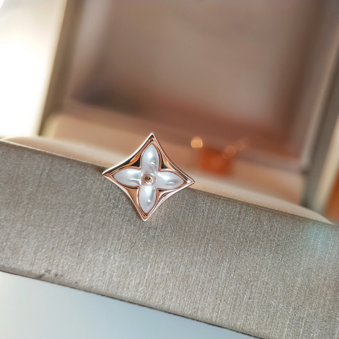 [：Polaidi Jewelry]STAR MOP PINK GOLD EARRINGS