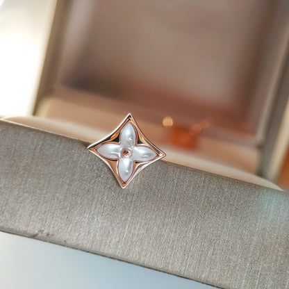 [：Polaidi Jewelry]STAR MOP PINK GOLD EARRINGS