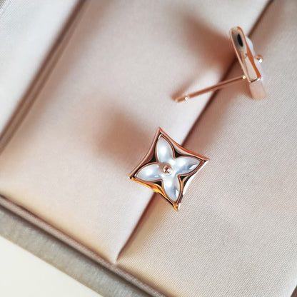 [：Polaidi Jewelry]STAR MOP PINK GOLD EARRINGS