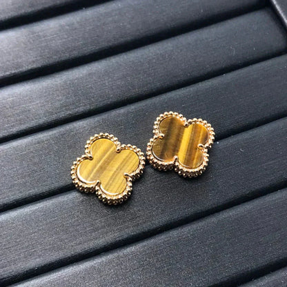 [：Polaidi Jewelry]CLOVER MEDIUM 1 MOTIFS TIGER EYE EARRINGS