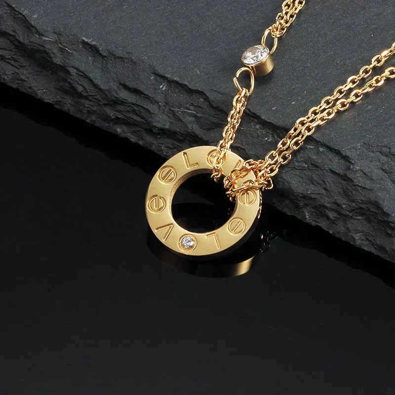 [：Polaidi Jewelry]LOVE NECKLACE 16MM 2 DIAMONDS