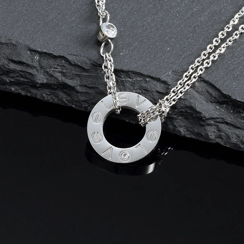 [：Polaidi Jewelry]LOVE NECKLACE 16MM 2 DIAMONDS