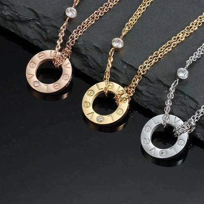 [：Polaidi Jewelry]LOVE NECKLACE 16MM 2 DIAMONDS