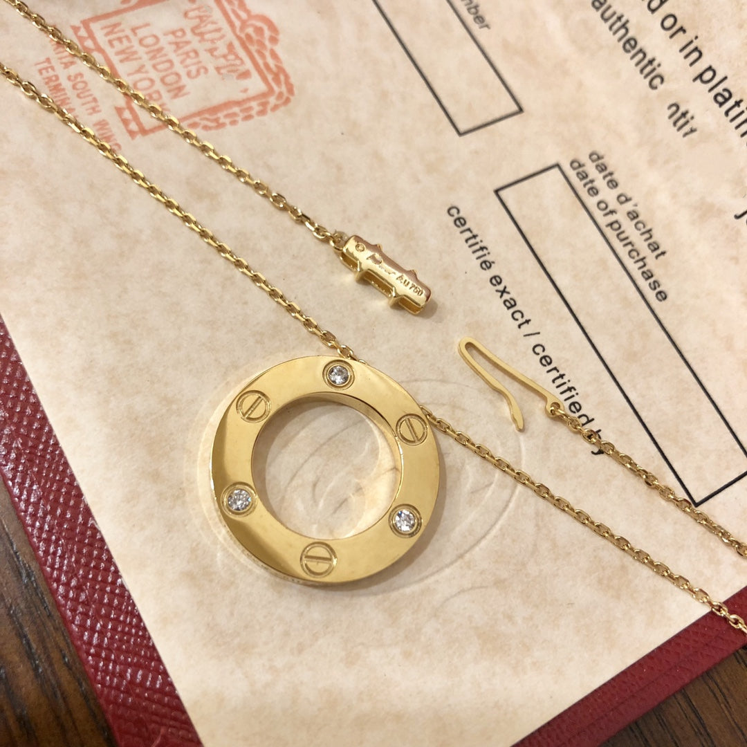 [：Polaidi Jewelry]LOVEネックレス 16MM 3ダイヤモンド