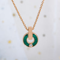 [Perlaura Jewelry ]GARI NECKLACE PINK GOLD MALACHITE