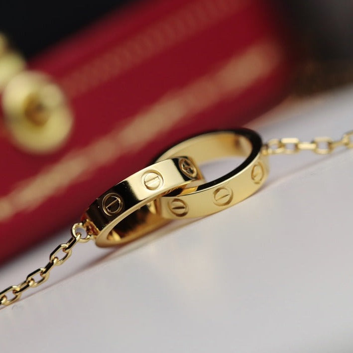 [：Polaidi Jewelry]LOVEネックレス ダブルリング ゴールド