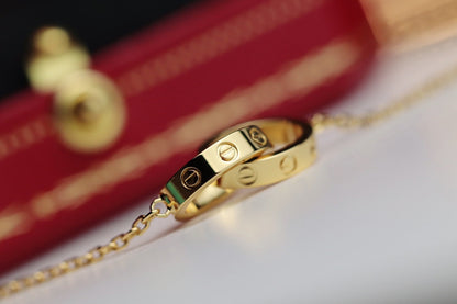 [：Polaidi Jewelry]LOVEネックレス ダブルリング ゴールド