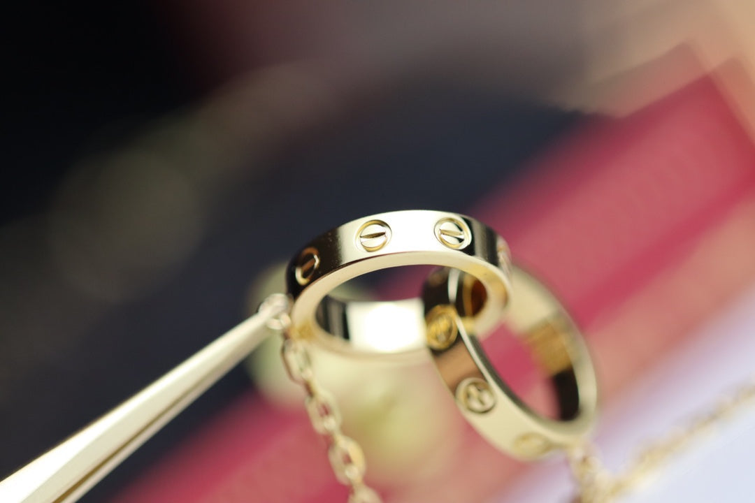 [：Polaidi Jewelry]LOVEネックレス ダブルリング ゴールド