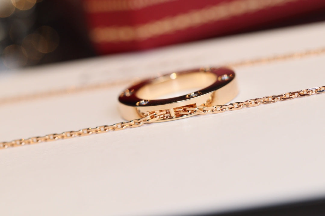 [Polaidi Jewelry]LOVE NECKLACE 16MM 6 DIAMONDS PINK GOLD