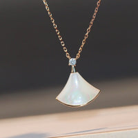 [Perlaura Jewelry ]DREAM NECKLACE WHITE MOP PINK GOLD 1 DIAMOND