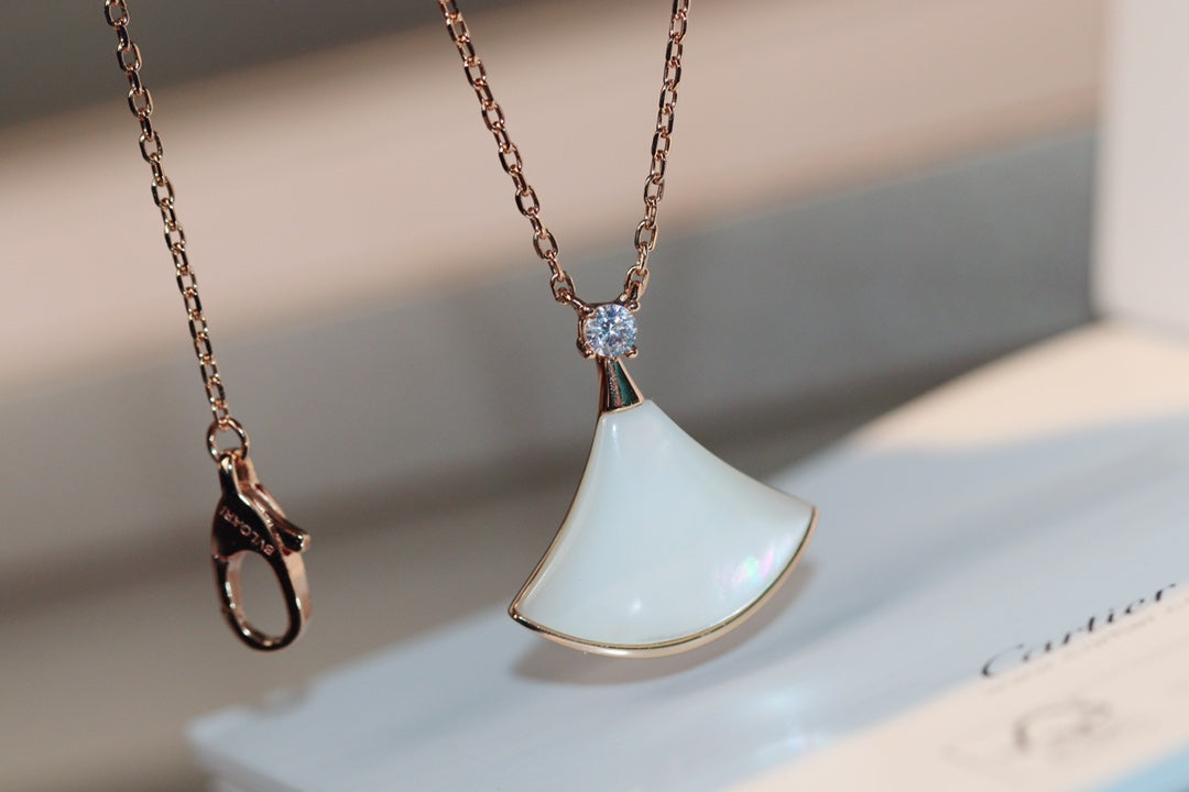 [Polaidi Jewelry]DREAM NECKLACE WHITE MOP PINK GOLD 1 DIAMOND
